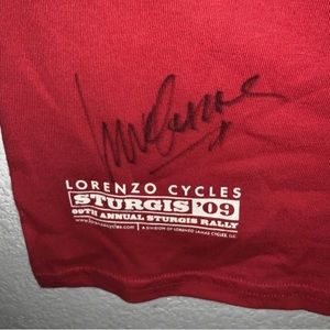 Men’s XL Lorenzo Lamas Signed Autographed 2009 Sturgis Motorcycle Red T-Shirt